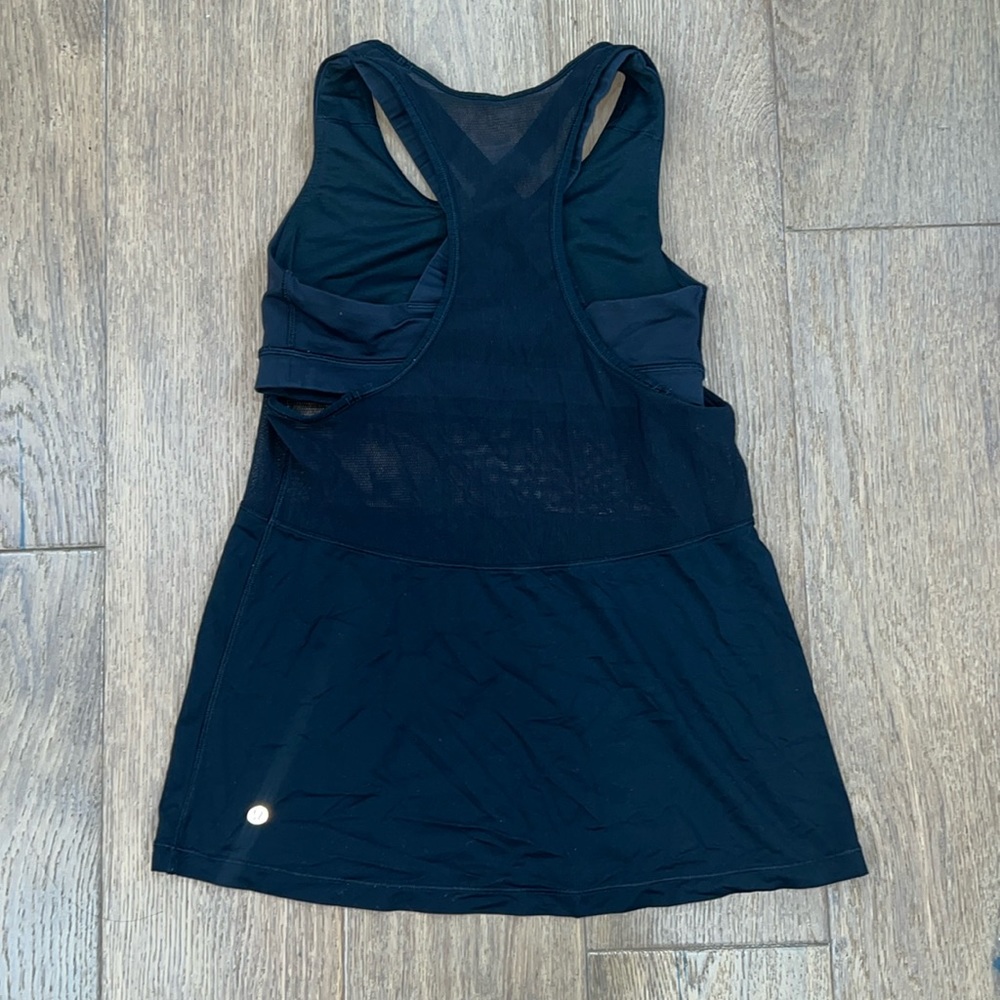 Lululemon black top, sports bra attached, size 6